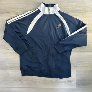 Mid 2000s Nike Vintage Winged Foot Navy Embroidered Zip-Up Track Jacket